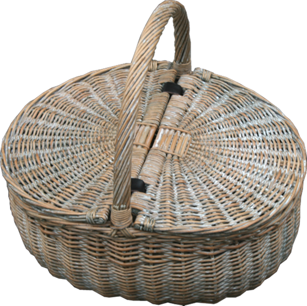 Full Buff Willow In A Wash Finish, Double Lidded Basket - Picnic Basket (1000x998), Png Download