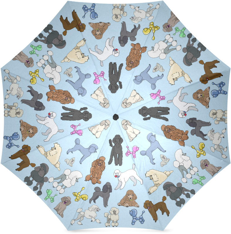 Poodle Umbrella Lt Blue Foldable Umbrella - Umbrella (1000x1000), Png Download