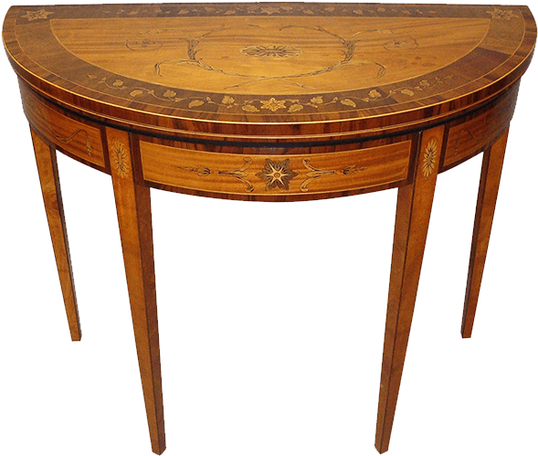 A Fine George Iii Satinwood And Marquetry Demilune - Table (750x750), Png Download