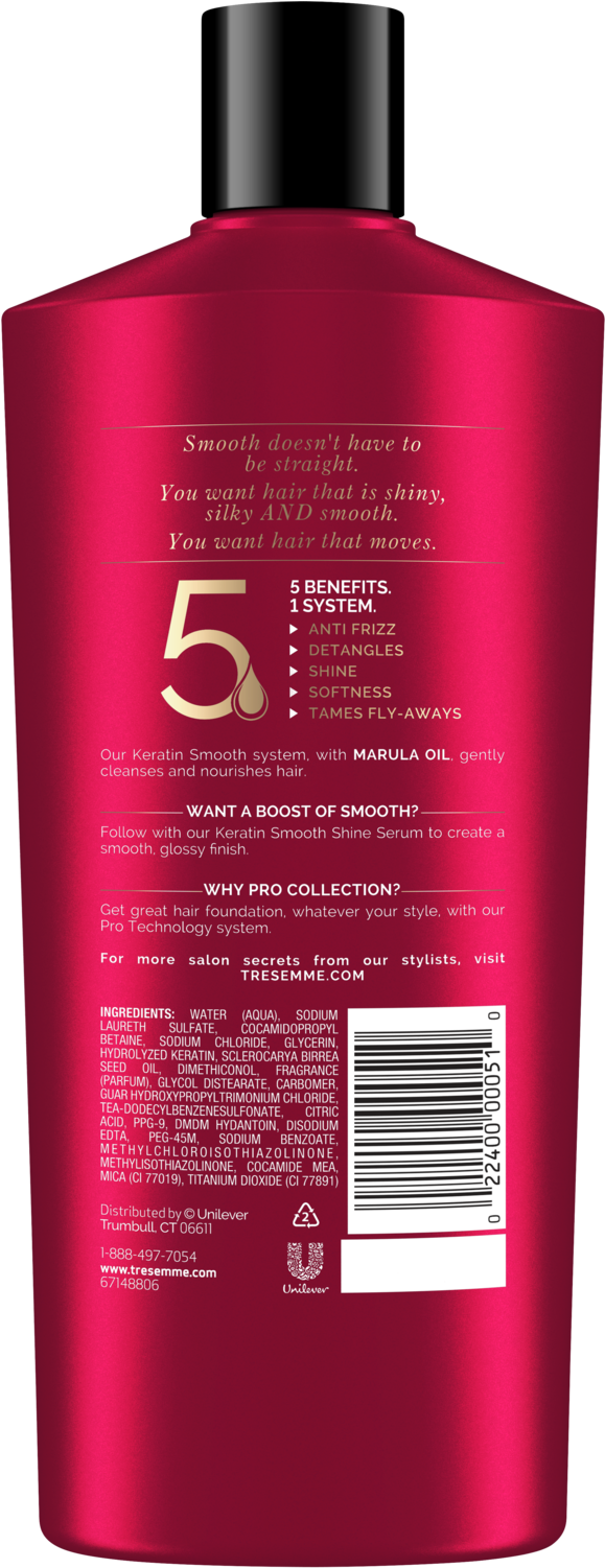 005 Png Shampoo For Dry Hair Collection Hairstyle Awful - Tresemme Keratin Smooth Shampoo Features (1500x1500), Png Download