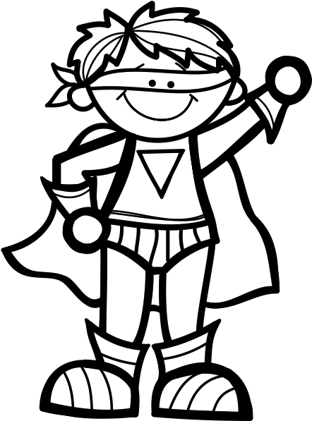 Superhero Boy 1 Bw - Love My School Library (508x701), Png Download