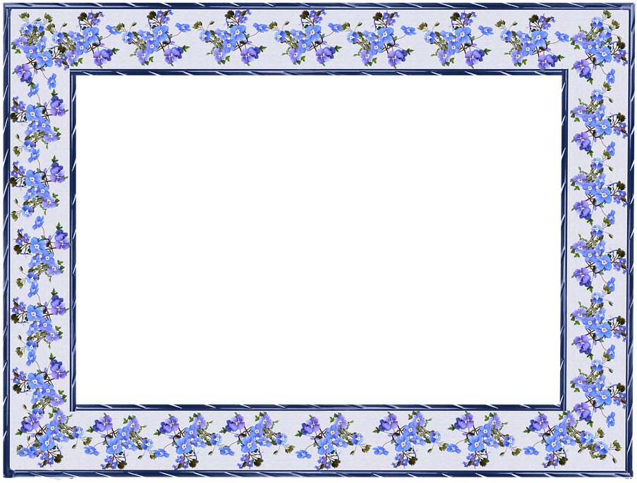 Frame, Blue Flowers, Decorative, Design - Marco De Fotos Flores (930x720), Png Download
