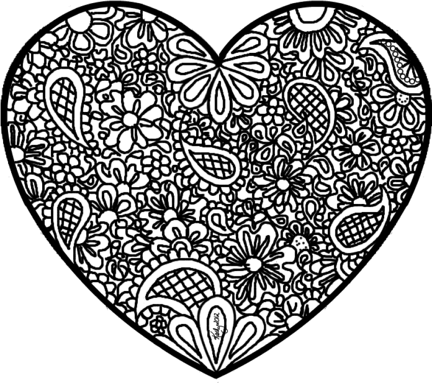 Free Png Download Abstract Heart Coloring Pages Png - Detailed Heart Coloring Pages (850x753), Png Download
