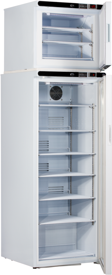 Dual Temperature Glass Door Refrigerator/freezer - Refrigerator (423x1000), Png Download