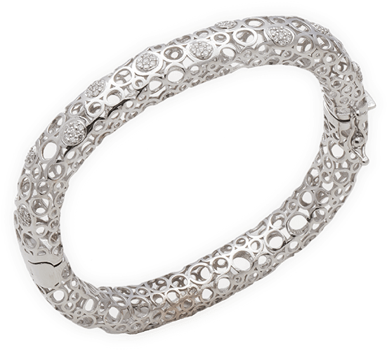 Net White Gold Bangle - Body Jewelry (602x602), Png Download