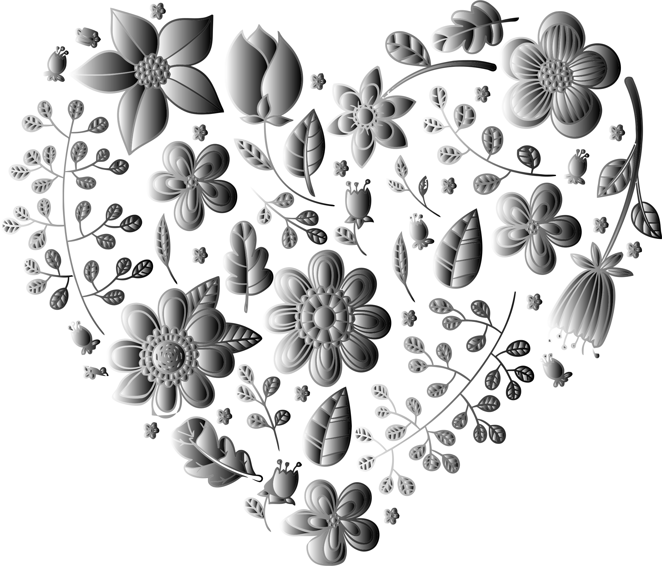 Big Image - White Floral Heart No Background (2304x1972), Png Download