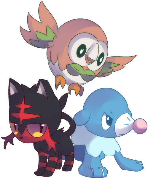 Autobottesla - Pokemon Rowlet Popplio Litten (600x600), Png Download