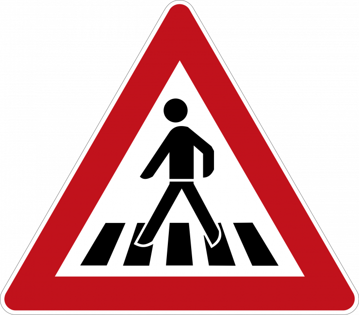 Pedestrian Crossing, - Verkeersbord J24 (740x650), Png Download