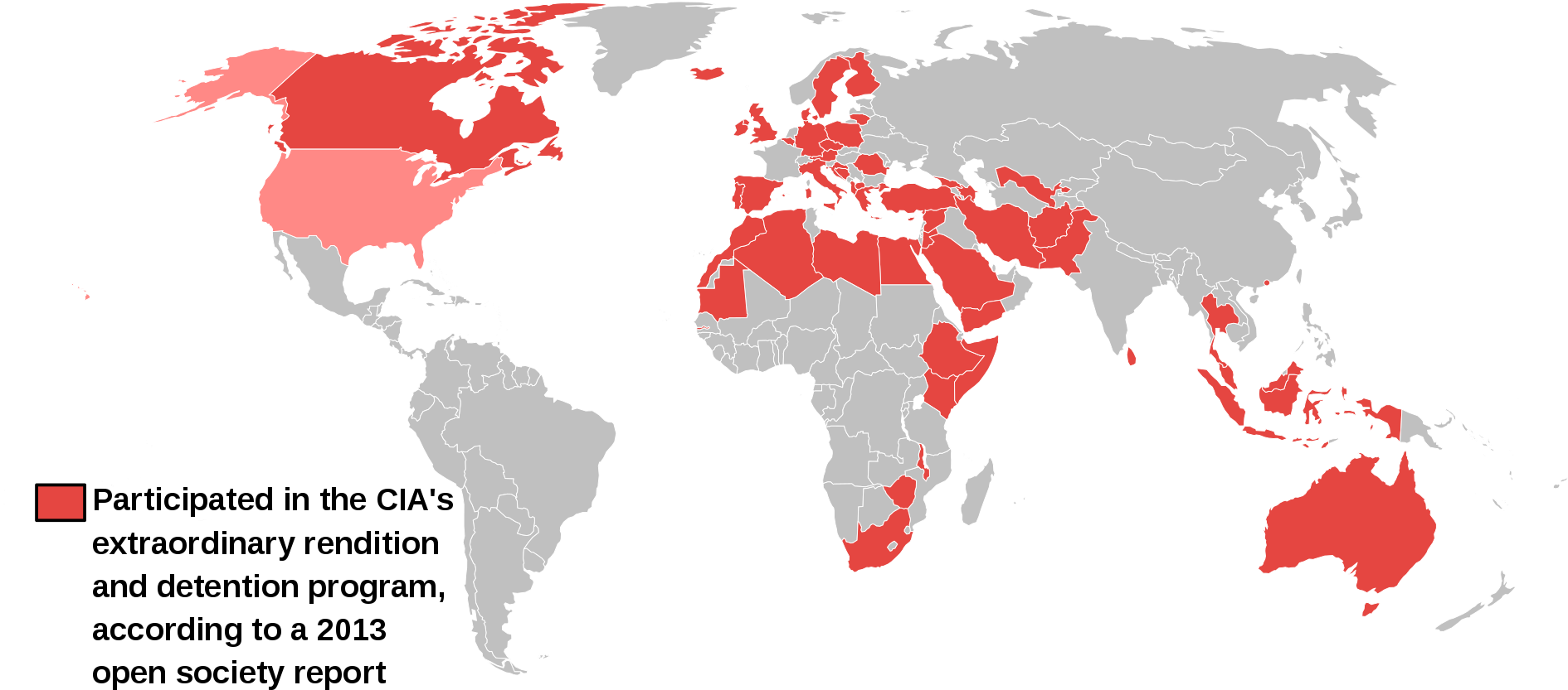 1920px-cia Secret Prisons - Cia Black Sites Map (1920x961), Png Download