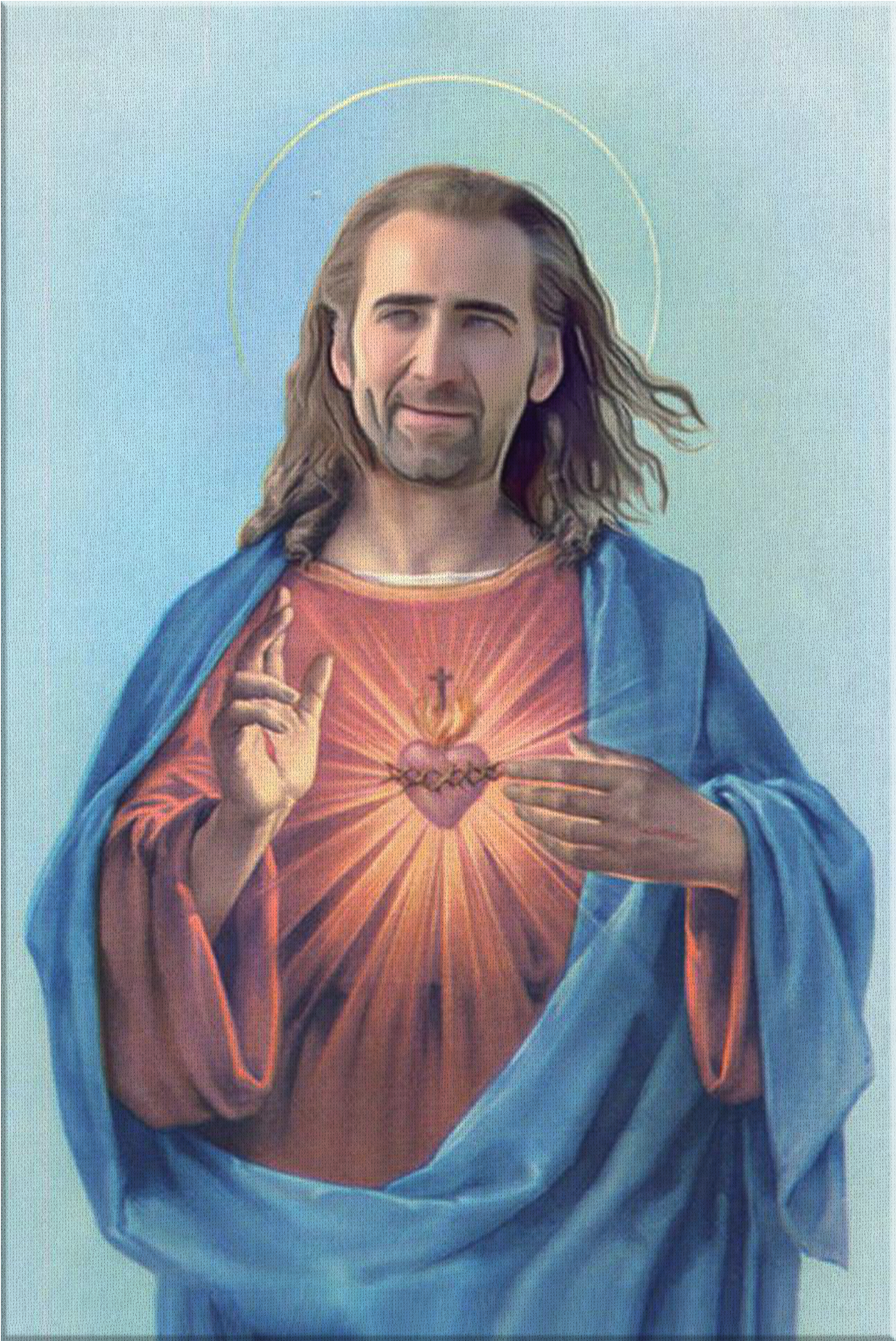 Nicolas Cage As Jesus Canvas Print - Jesus Christ Heart (2000x2000), Png Download