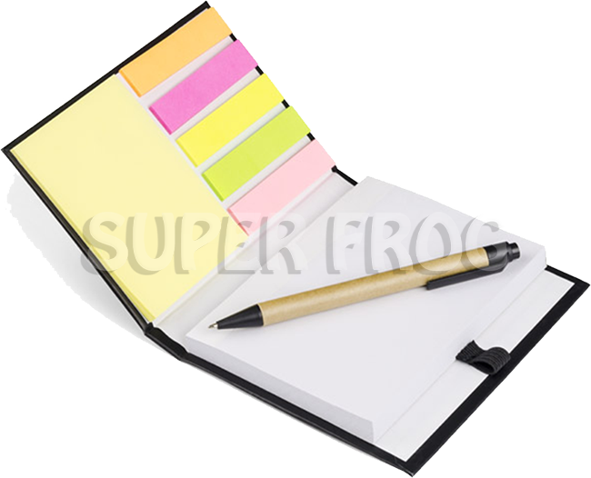 Notebook With Memo Sheets And The Ball Pen - Paper (650x526), Png Download