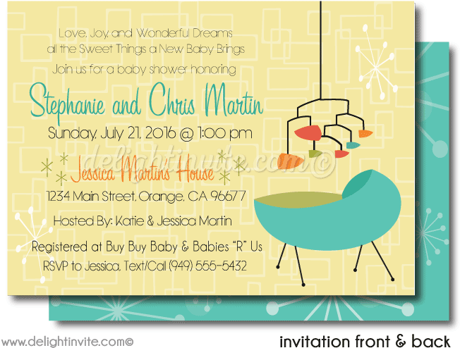 Retro Modern Baby Shower Printable File - Illustration (656x530), Png Download