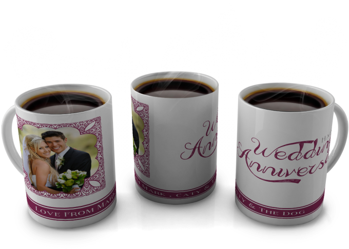 Personalised Happy Wedding Anniversary Mug - Mug View (700x700), Png Download