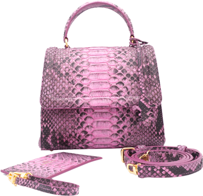 Gaby Bb Python Fuschia - Handbag (1000x660), Png Download