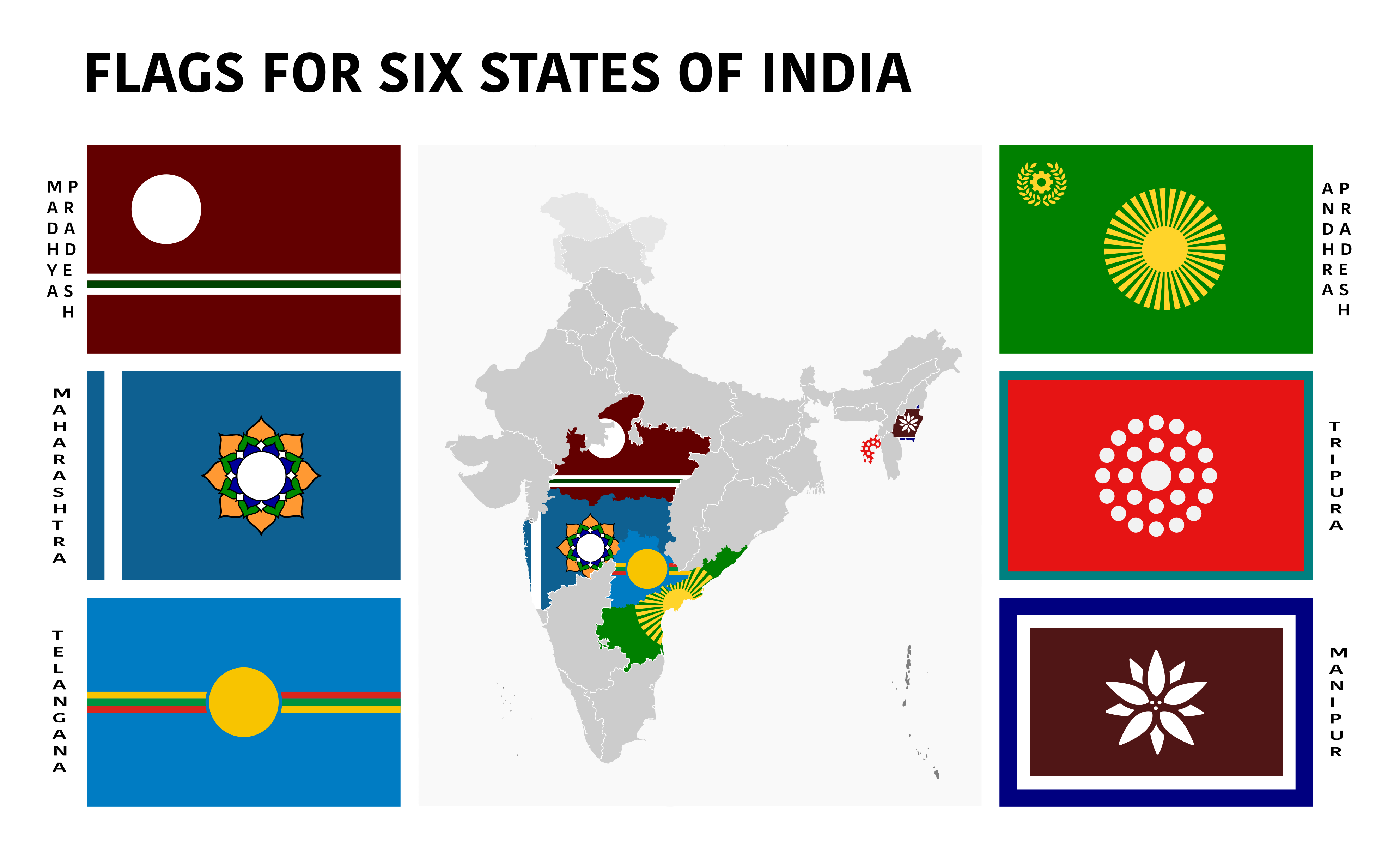 Flags For Six Indian States, - Emblem (3970x2435), Png Download