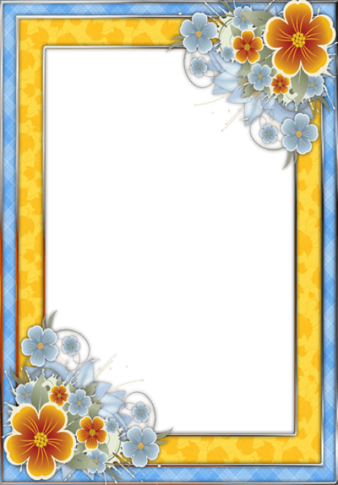 Free Png Best Stock Photos Blue And Yellowframe With - Flowers Vector (480x689), Png Download