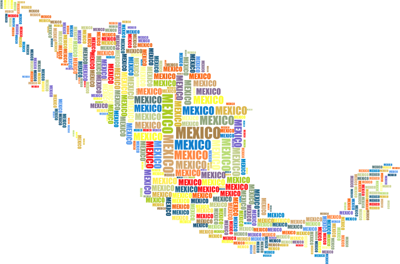 Mexico Map Word Cloud - Map (786x520), Png Download