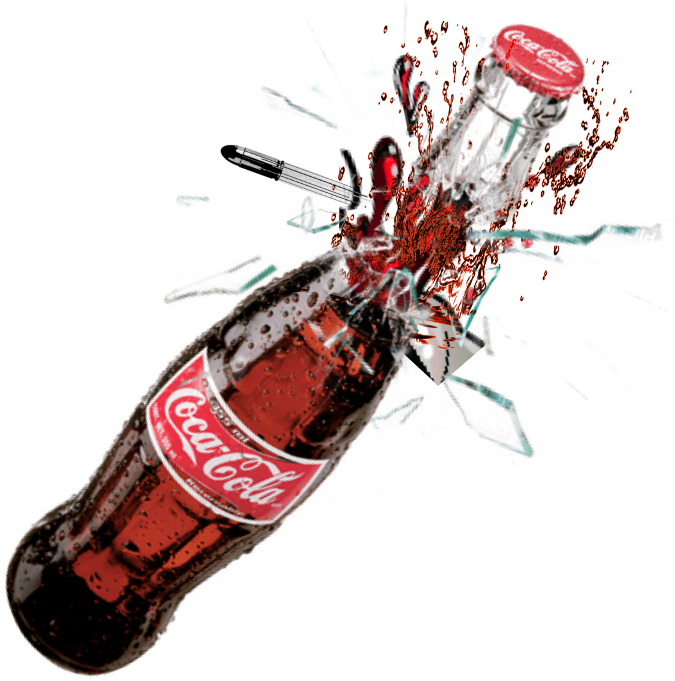 Ftestickers Glass Broken Splash Bullet Cocacola Sticker - Beer Bottle (1024x1110), Png Download