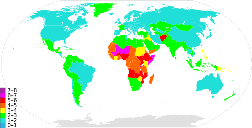 Total Fertility Rate - Teen Pregnancy Rate World Map (863x443), Png Download