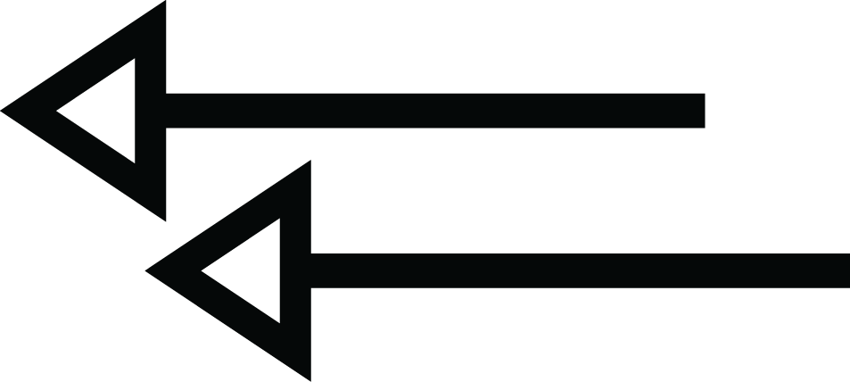Double Left Arrow With White Triangle - Triangle (953x428), Png Download