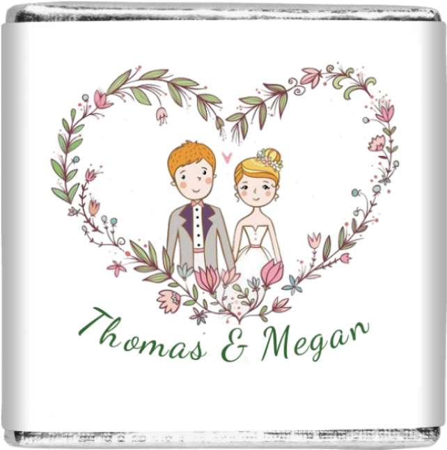 25 X Leaf Heart Wedding Couple - Dibujo Matrimonio (800x800), Png Download