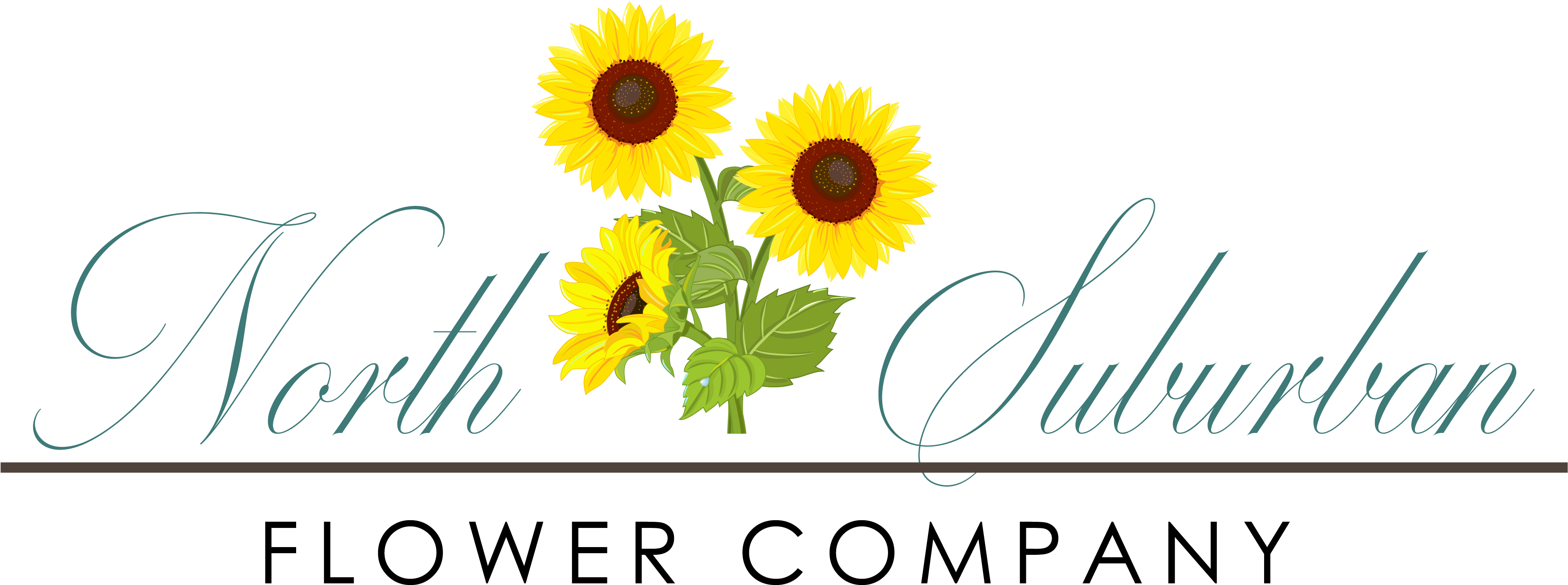 North Suburban Floral Services Company - Sunflower (4167x1808), Png Download
