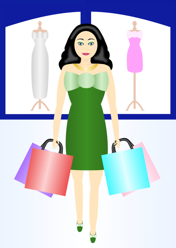 Clipart - Woman Shopping - Frau Shopping Clipart (566x800), Png Download