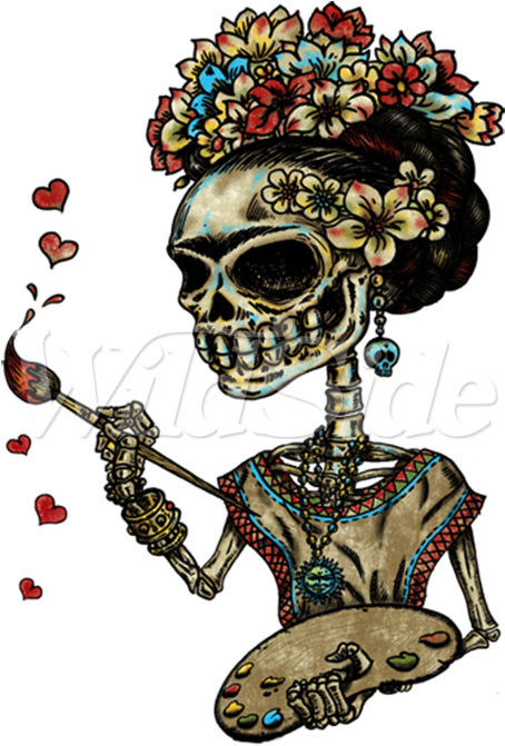Lady Painting Hearts Day Of The Dead - Calavera Pintando (675x675), Png Download