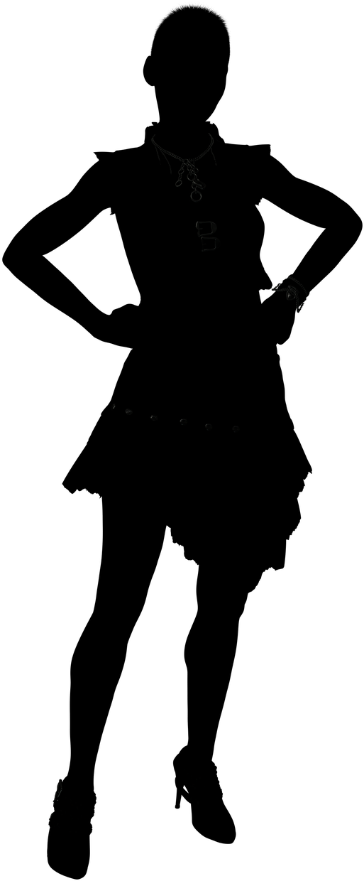 Silhouette Woman Girl - Silueta Mujer Pelo Corto (653x1280), Png Download