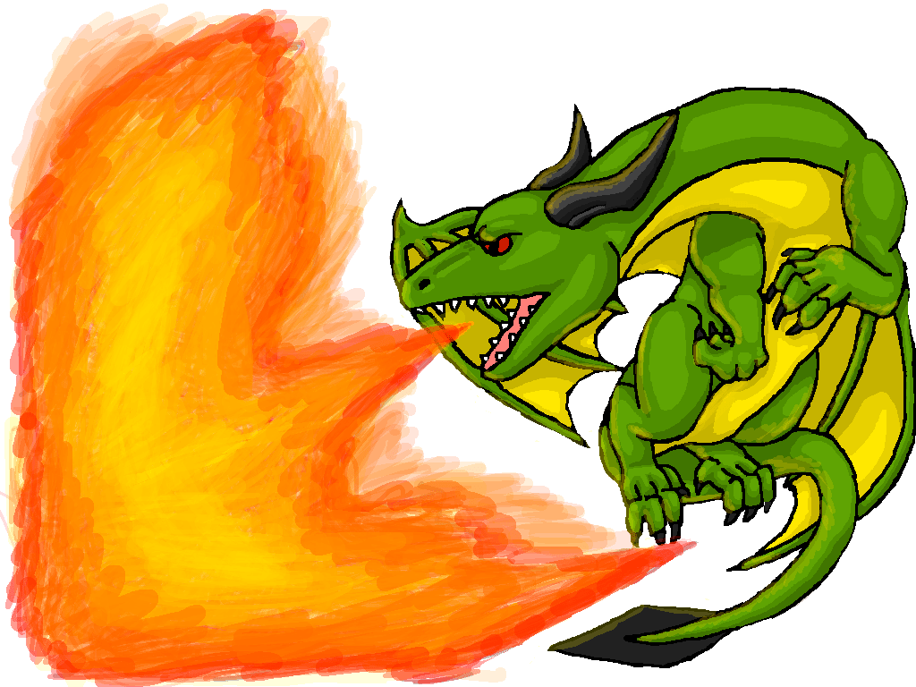 Dragon Breathing Fire Clipart (1024x768), Png Download