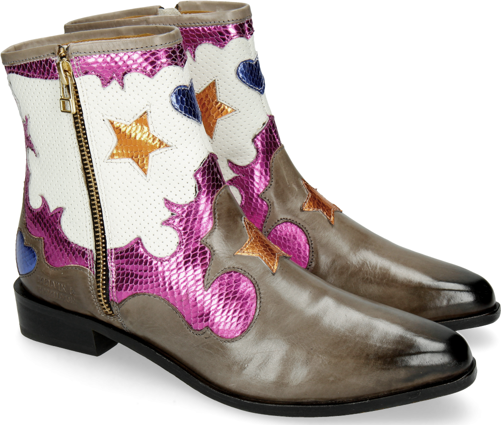 Ankle Boots Marlin 12 Grigio Glitter Fuxia Venice Perfo - Rain Boot (1024x1024), Png Download