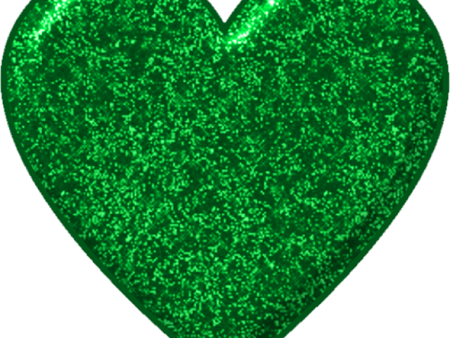 Heart Clipart Glitter - Transparent Green Glitter Heart Png (640x480), Png Download