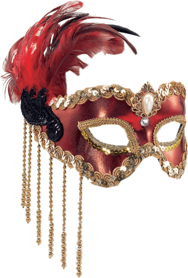 Download Red & Gold Satin Mask Red Masquerade Mask Full Size PNG