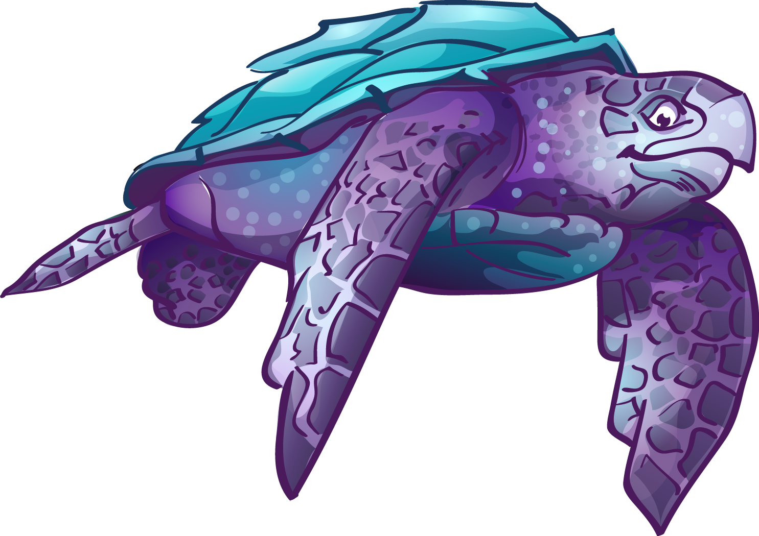 Cartoon Leatherback Sea Turtle (1485x1050), Png Download