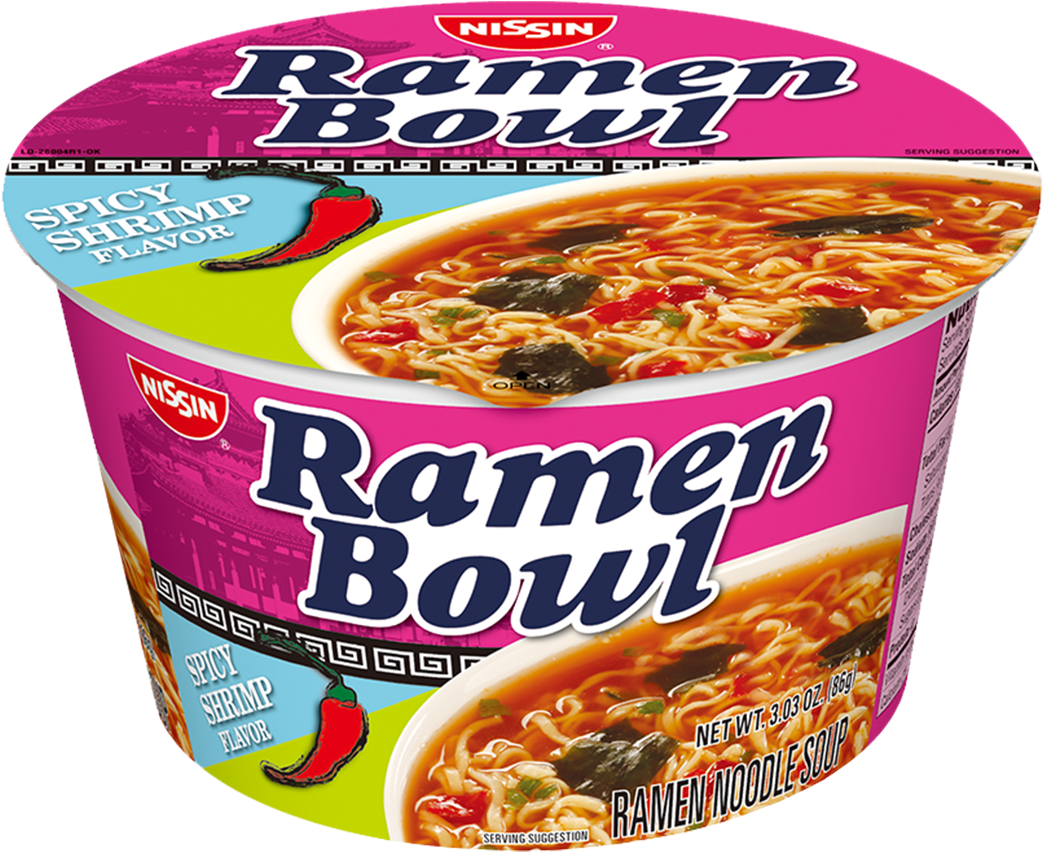 Nissin Ramen Bowl Spicy Shrimp Flavor - Ramen Bowl Nissin (1230x853), Png Download