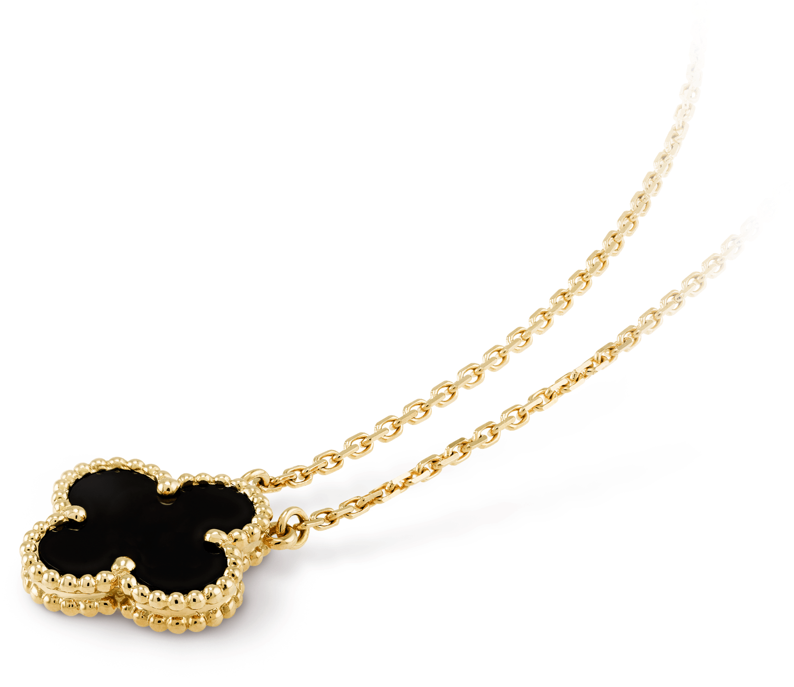 Vintage Alhambra Pendant, - Van Cleef Necklace Black (2000x2000), Png Download