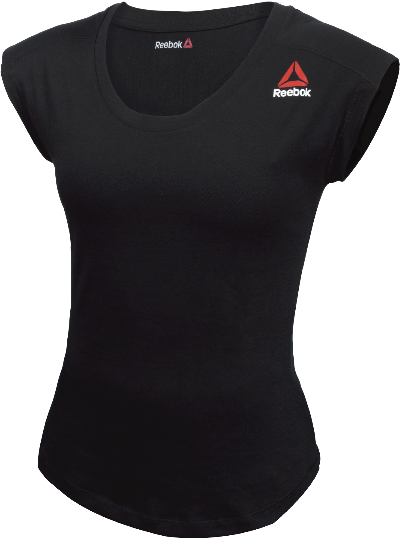 Reebok Ladies Basic Tee Black Front-01 - Active Shirt (1200x1200), Png Download