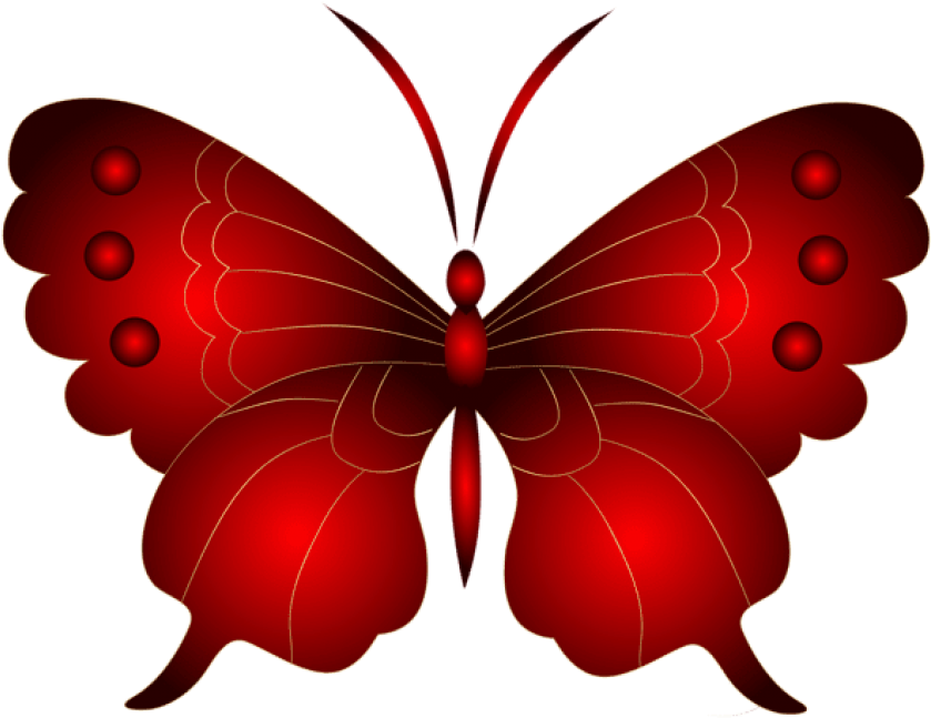 Free Png Download Decorative Red Butterfly Clipart - Red Butterfly Png (850x655), Png Download