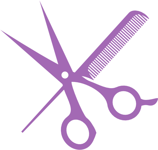 002 Scissors And Comb Purp - Salon Scissors Png (556x556), Png Download