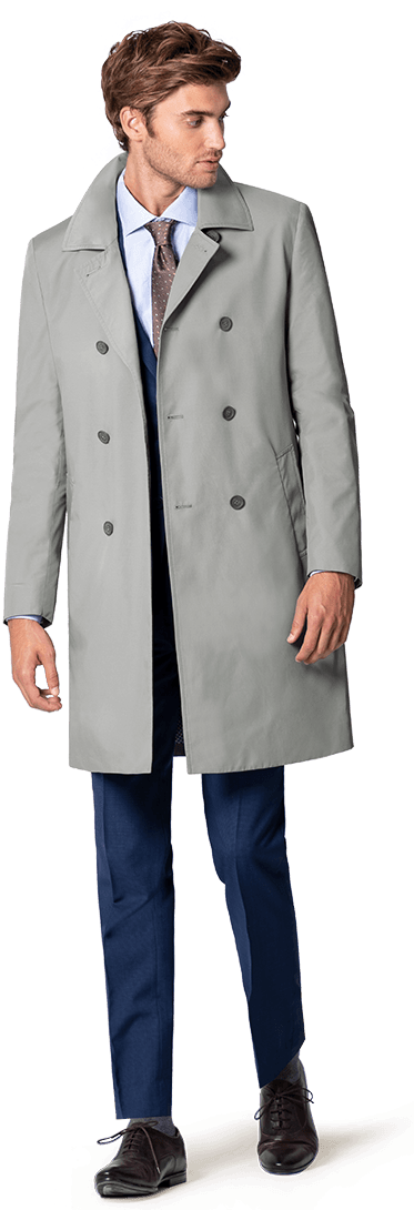 Download Grey Double Breasted Trench Coat 36 Trenchcoats Men Full Size Png Image Pngkit