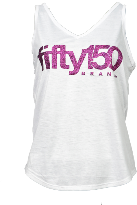 White Womens V Neck Tank Top Purple Glitter Logo - Active Tank (768x768), Png Download
