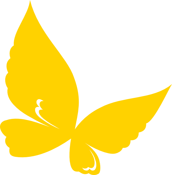 Yellow Butterfly Outline Cartoon Png (588x599), Png Download