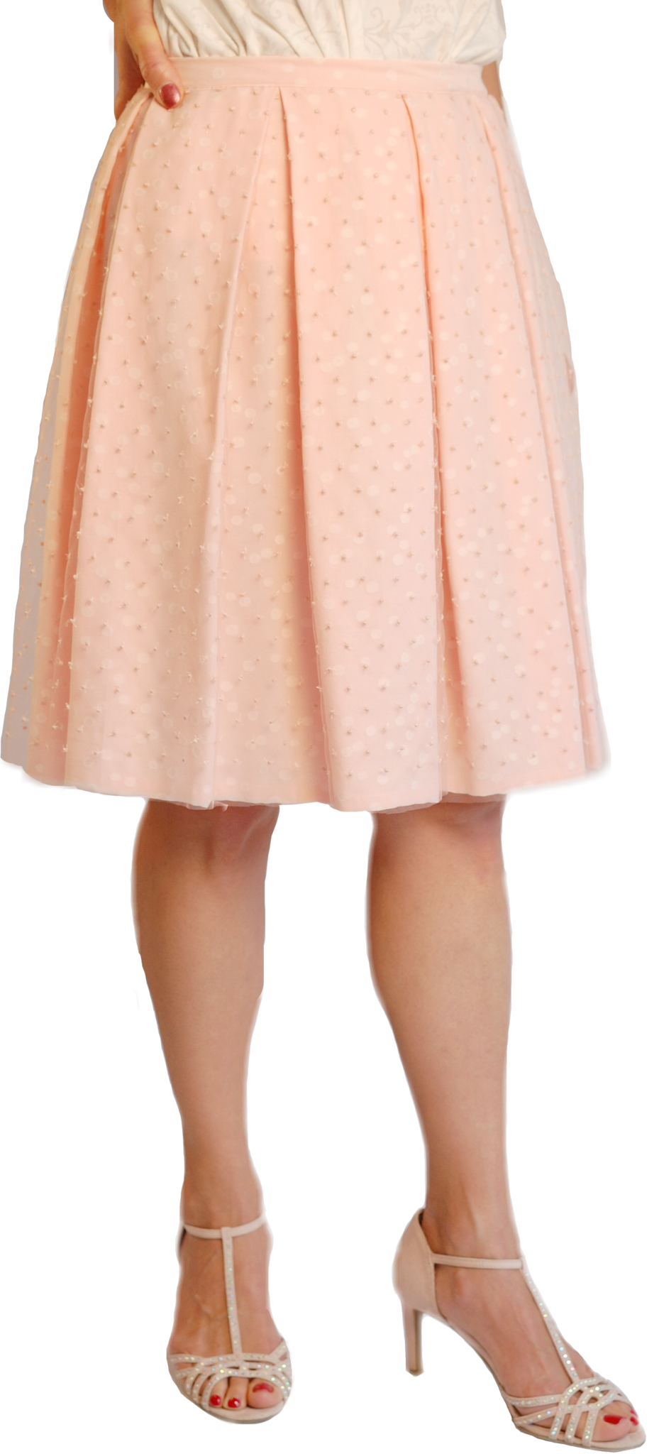 Cécile Polkadot Silk Skirt - A-line (929x2048), Png Download