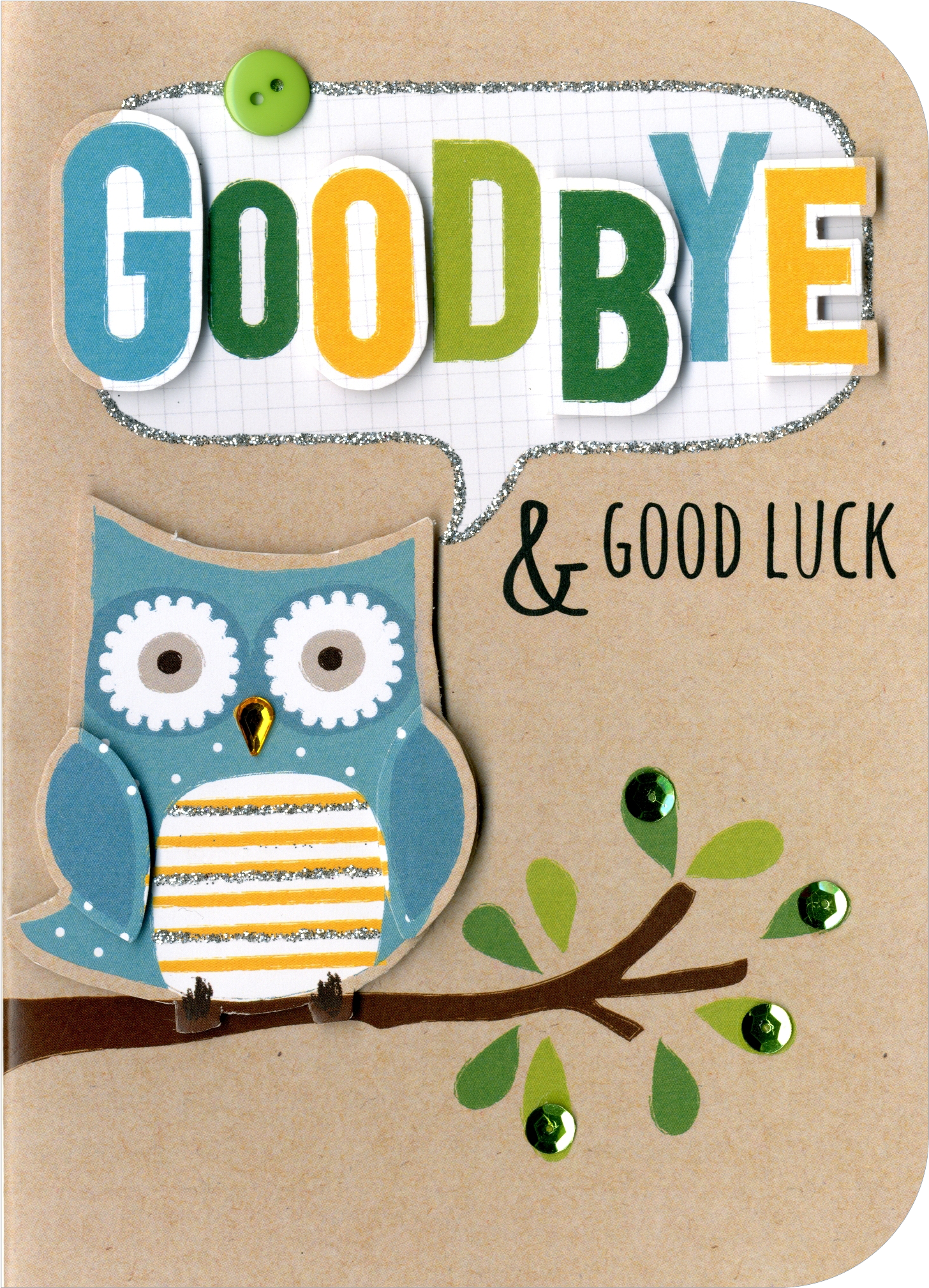 Details About Goodbye & Goodluck Embellished Greeting (1617x2201), Png Download