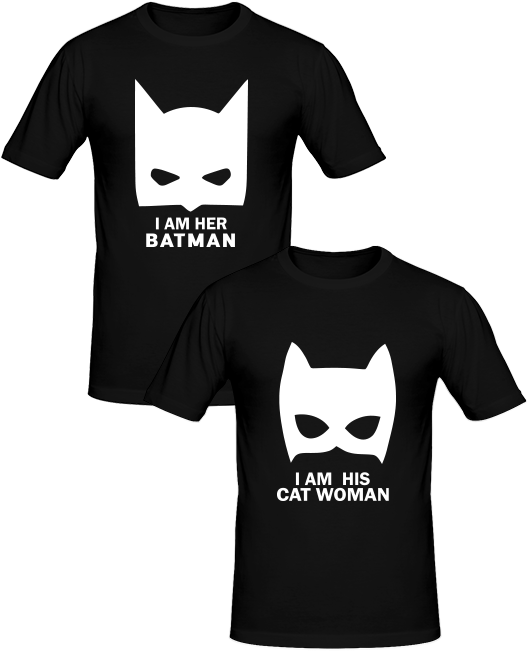 T Shirts Couples Batman Et Catwoman , T Shirt Couples - T Shirt Catwoman (649x700), Png Download