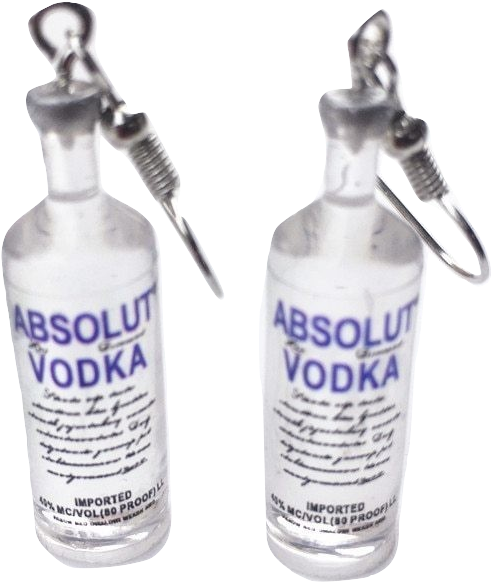 Absolut Vodka Bottle Drop Earrings - Water Bottle (539x639), Png Download