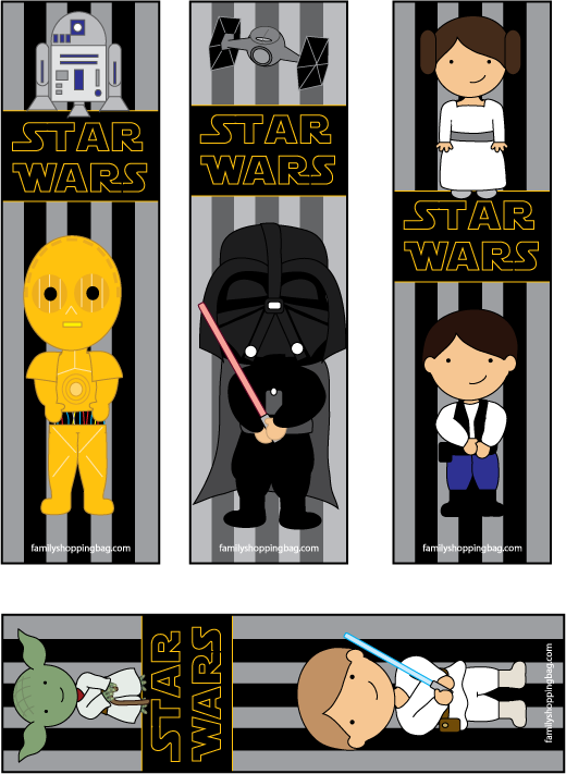 Starwars Bookmarks Also Labels For Water Bottles - Star Wars Bookmarks Free Printable (520x711), Png Download