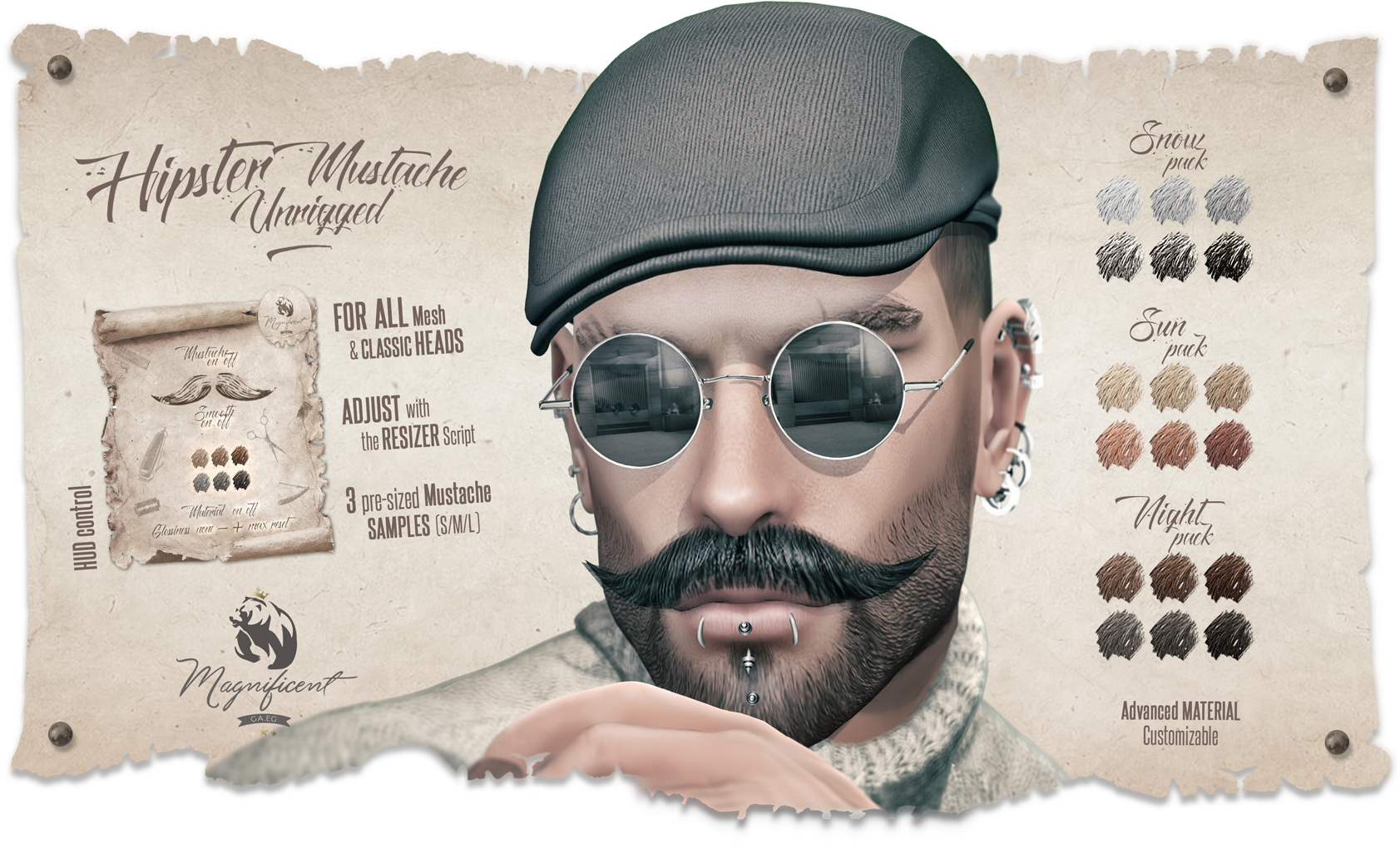 Tp To Ga - Hipster Mustache (1694x1024), Png Download