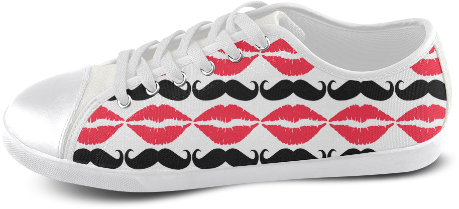 Red And Black Hipster Mustache And Lips Men's Canvas - Ballet Flat (1000x1000), Png Download