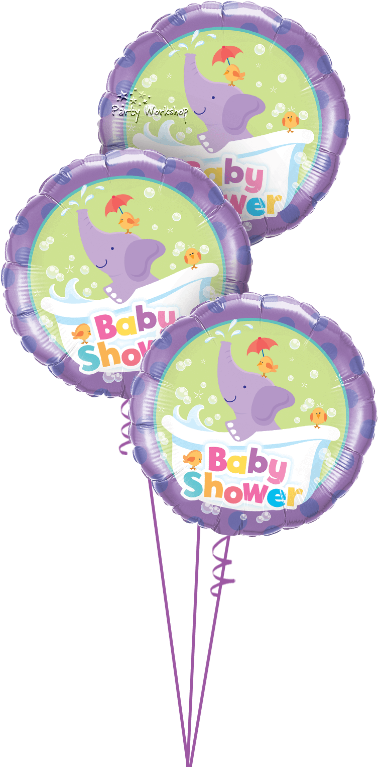 Baby Shower Elephant Triplet - Balloon (792x1560), Png Download